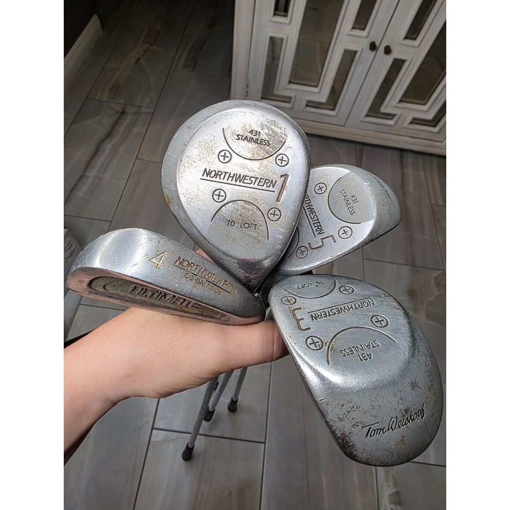 Northwestern Golf Club Set 1 3 5 Woods Tom Weiskopf 4 Iron Ultimate Stainless - Picture 5 of 16